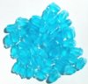 50 12mm Transparent Matte Aqua Tulip Beads